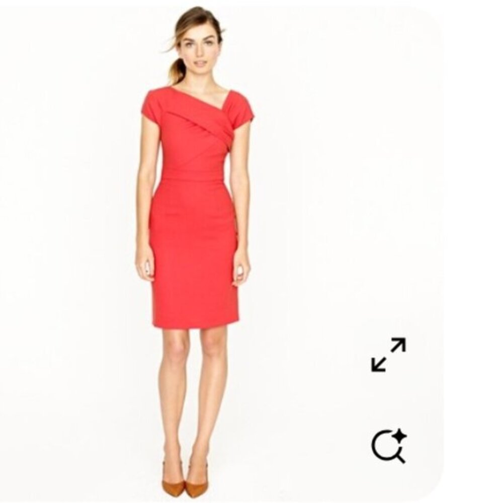 Red Cap-Sleeve Sheath Dress